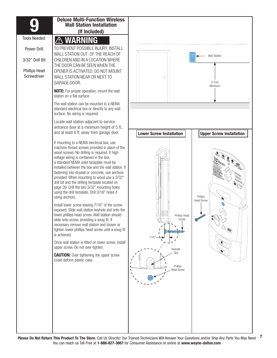 Warning | Wayne-Dalton PRODRIVE 3222C-Z User Manual | Page 13 / 48