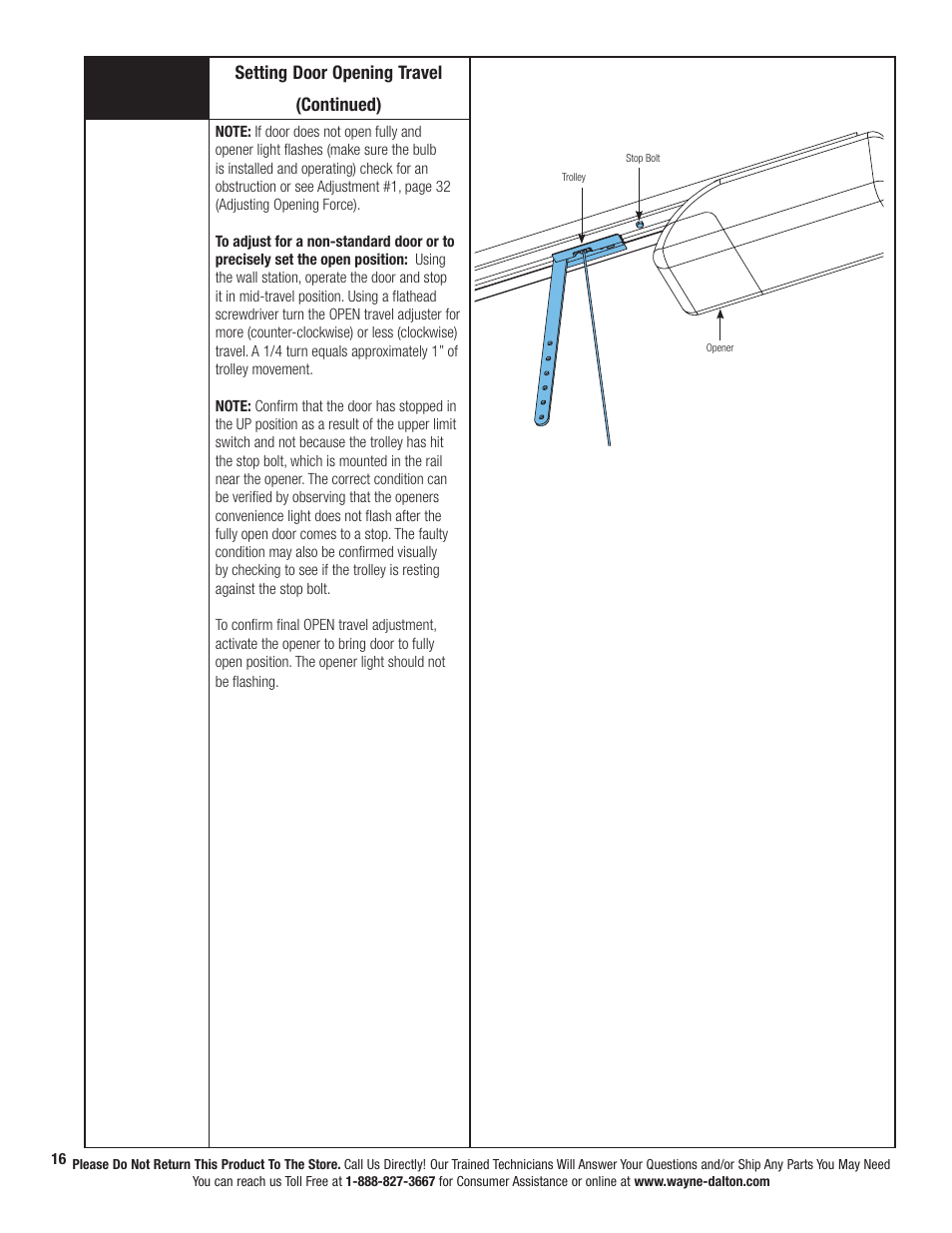 Setting door opening travel (continued) | Wayne-Dalton PRODRIVE 3222C-Z User Manual | Page 22 / 48