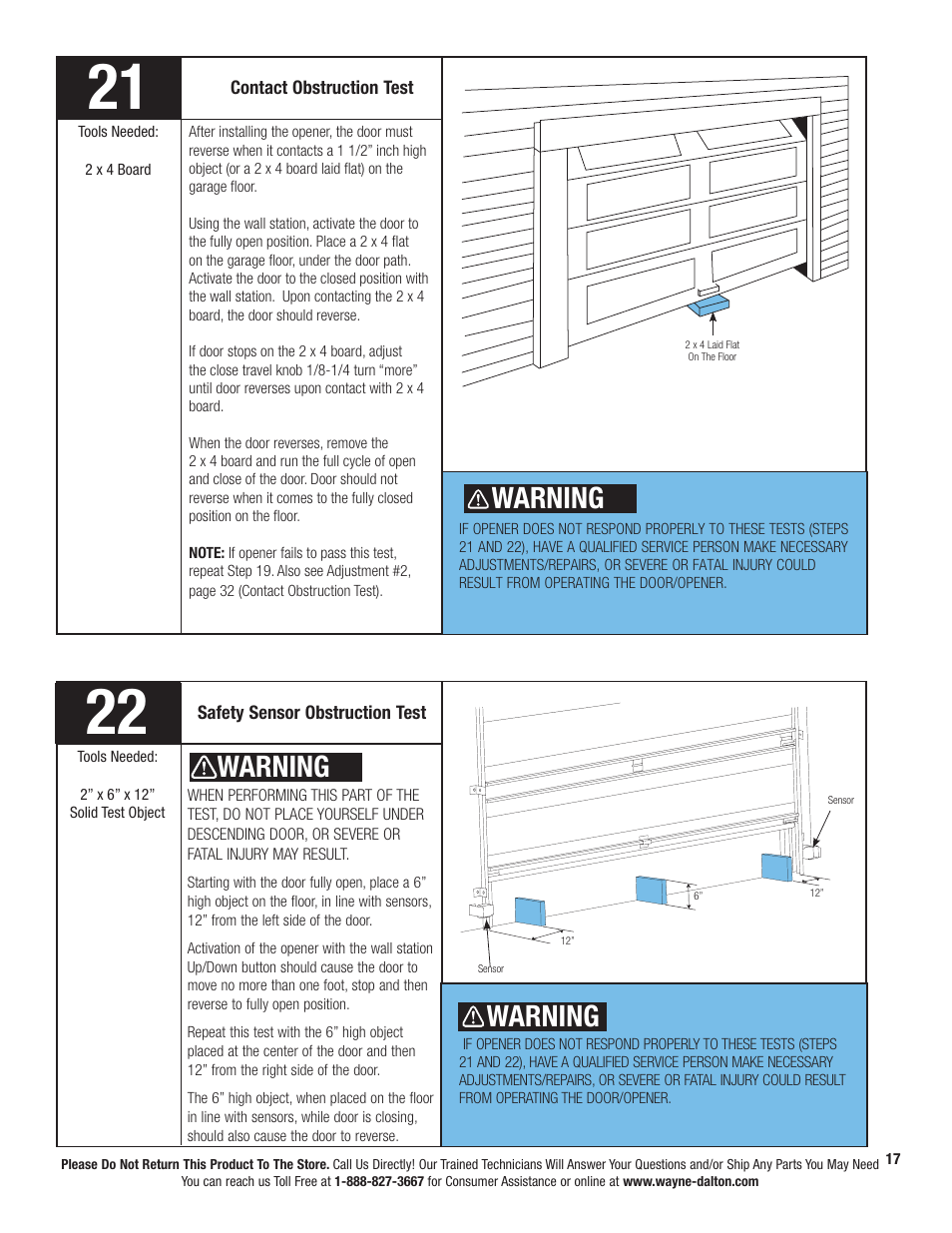 Warning | Wayne-Dalton PRODRIVE 3222C-Z User Manual | Page 23 / 48