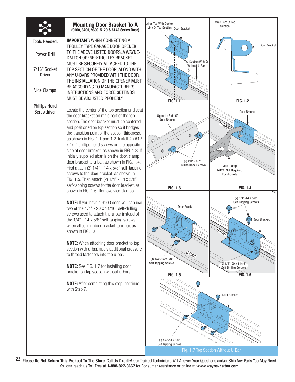 Mounting door bracket to a | Wayne-Dalton PRODRIVE 3222C-Z User Manual | Page 28 / 48
