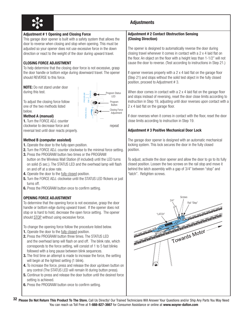 Adjustments | Wayne-Dalton PRODRIVE 3222C-Z User Manual | Page 38 / 48