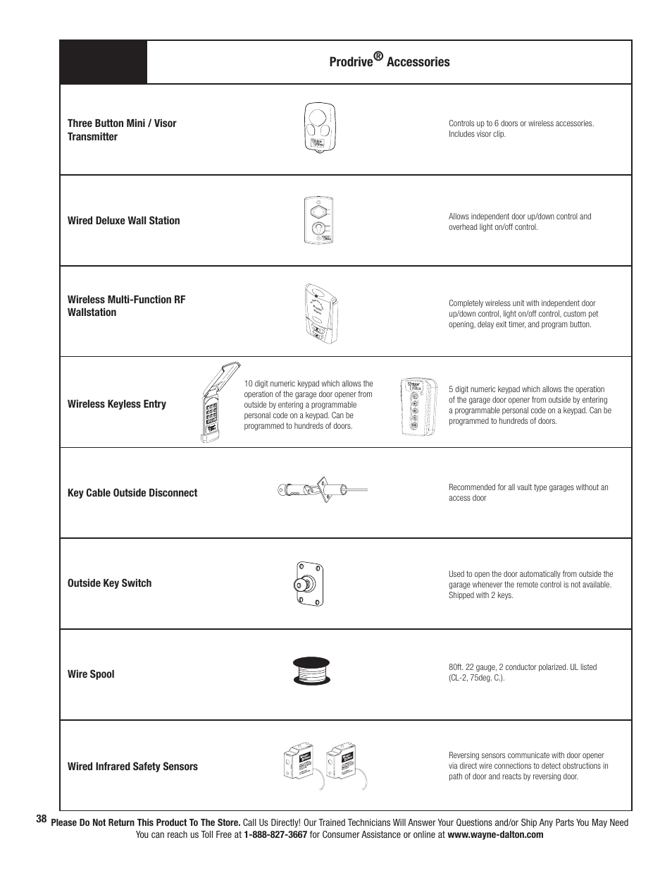 Prodrive® accessories | Wayne-Dalton PRODRIVE 3222C-Z User Manual | Page 44 / 48