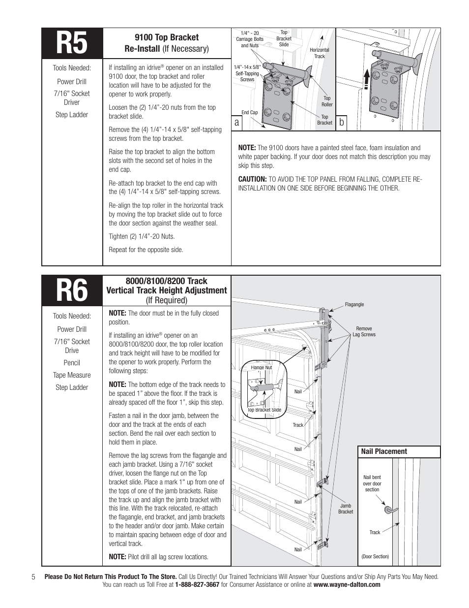 9100 top bracket re-install (if necessary) | Wayne-Dalton TORQUEMASTER 3663-372 User Manual | Page 12 / 52