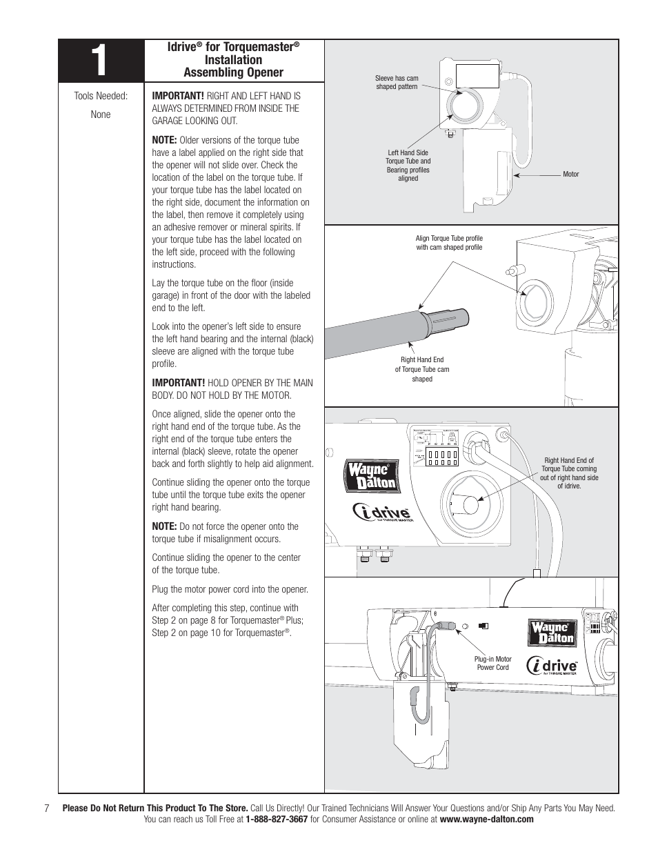 Idrive, For torquemaster, Installation assembling opener | Wayne-Dalton TORQUEMASTER 3663-372 User Manual | Page 14 / 52