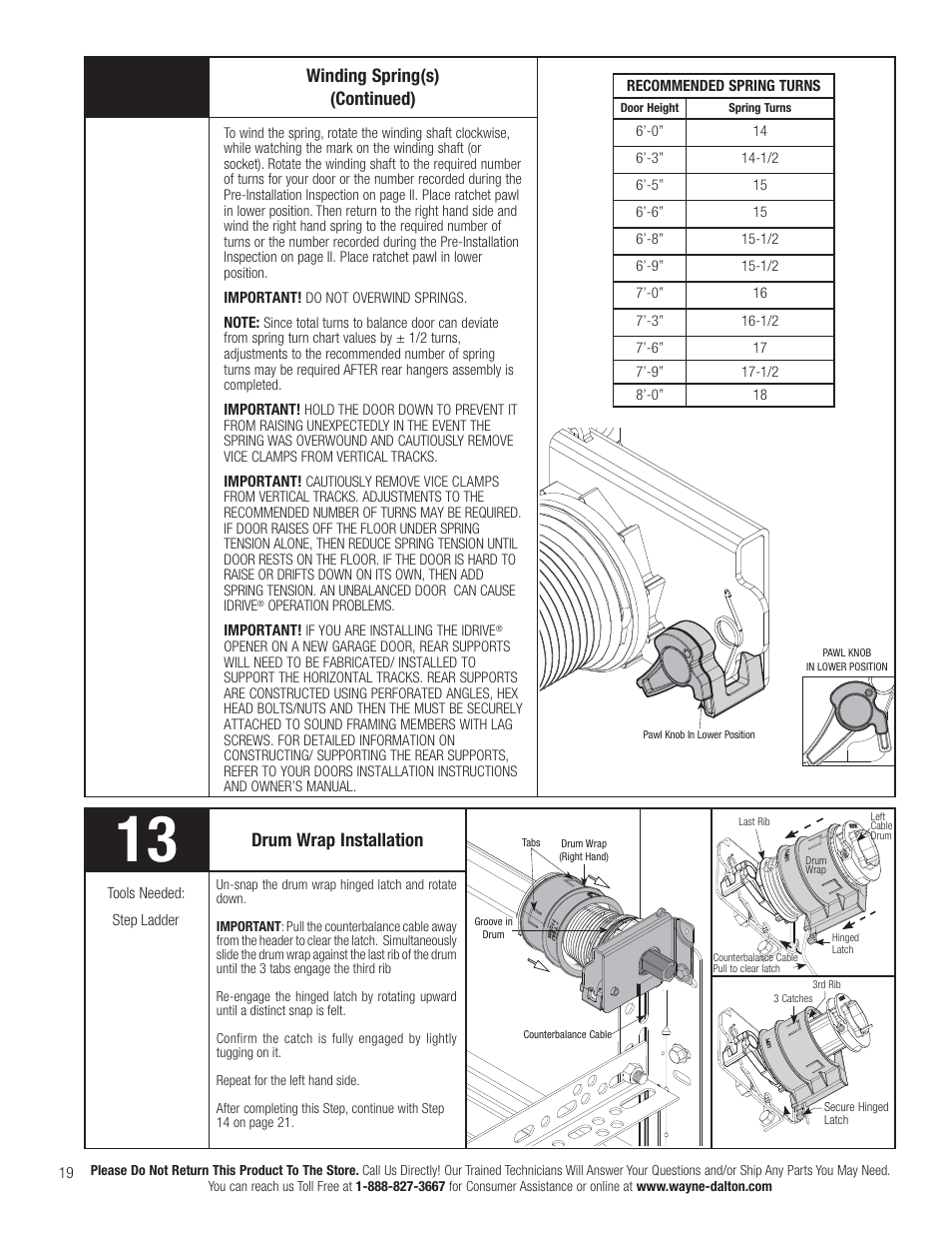 Winding spring(s) (continued), Drum wrap installation | Wayne-Dalton TORQUEMASTER 3663-372 User Manual | Page 26 / 52