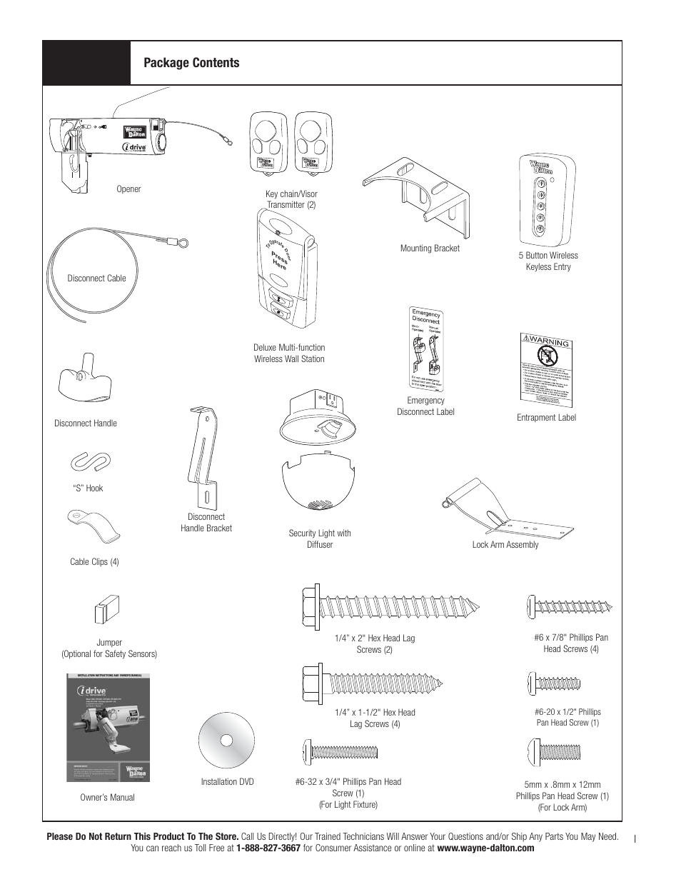 Package contents | Wayne-Dalton TORQUEMASTER 3663-372 User Manual | Page 3 / 52