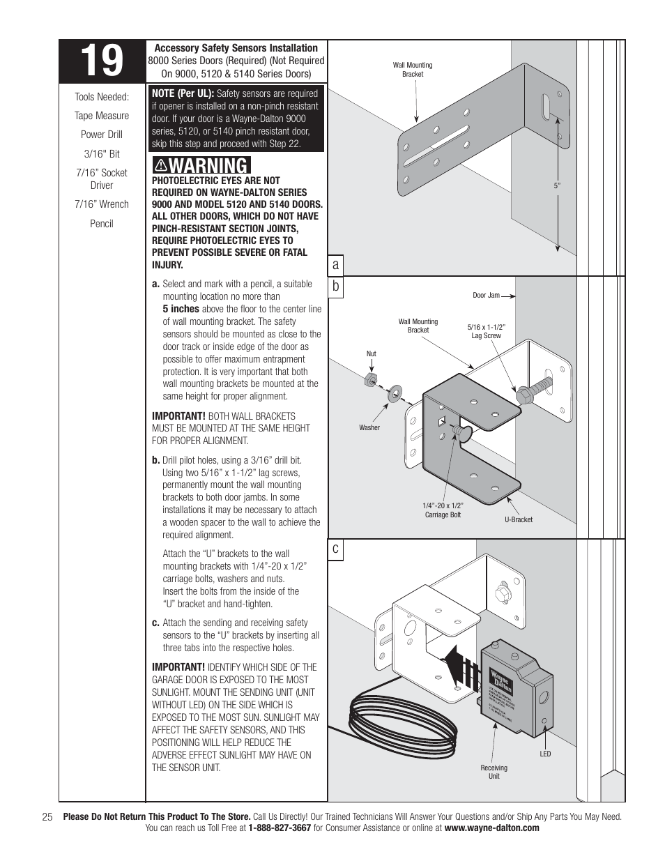 Warning, Ab c | Wayne-Dalton TORQUEMASTER 3663-372 User Manual | Page 32 / 52