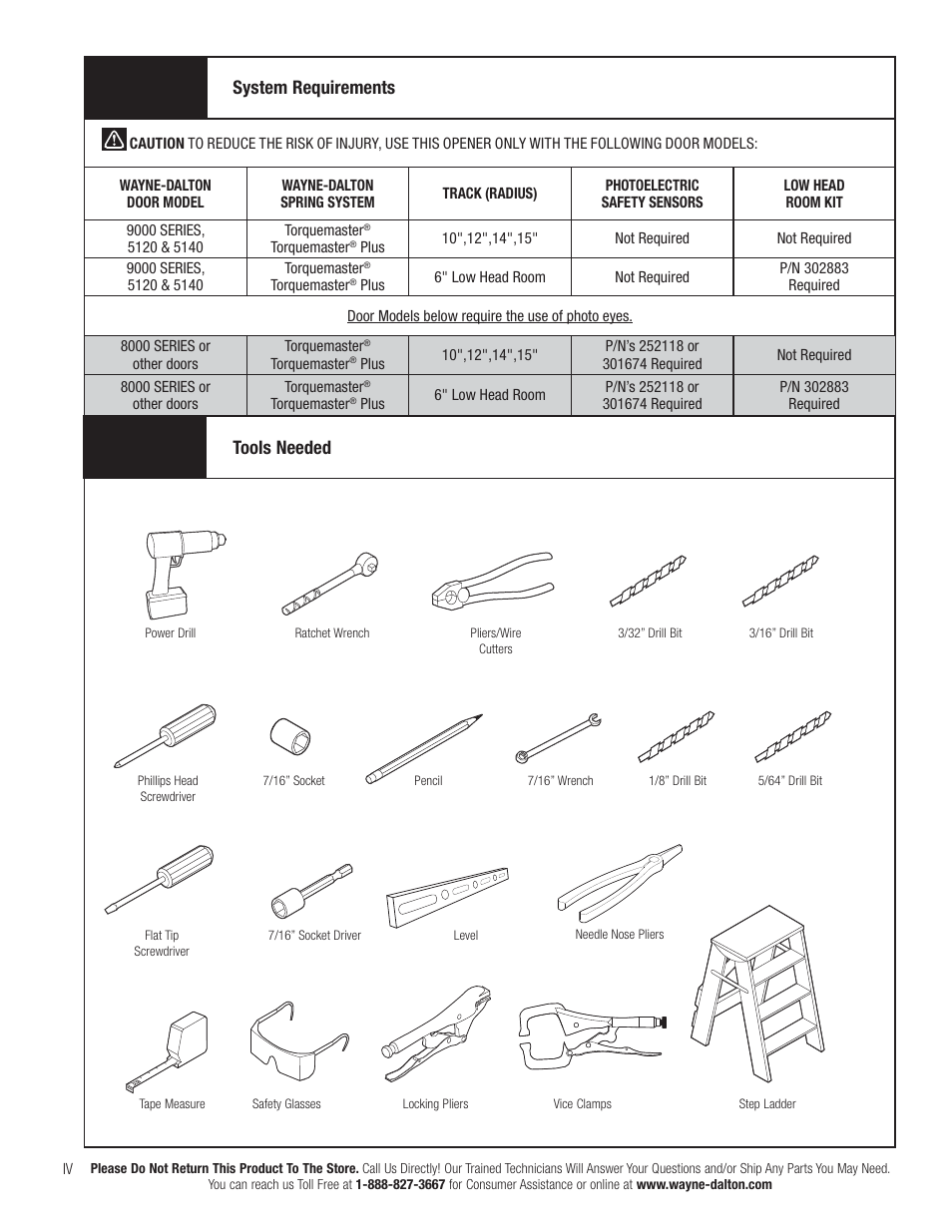 System requirements, Tools needed | Wayne-Dalton TORQUEMASTER 3663-372 User Manual | Page 6 / 52