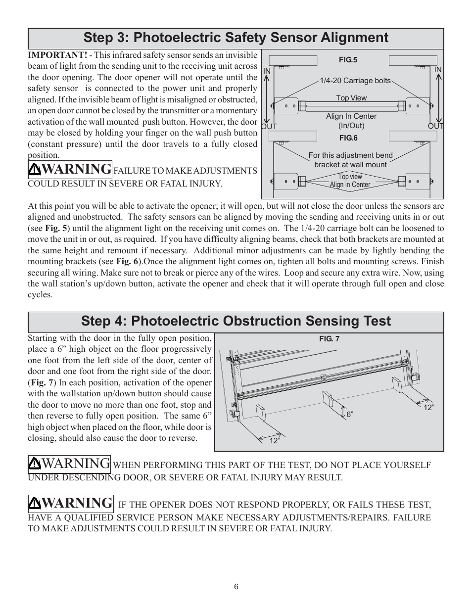 Warning | Wayne-Dalton 3014 User Manual | Page 6 / 7