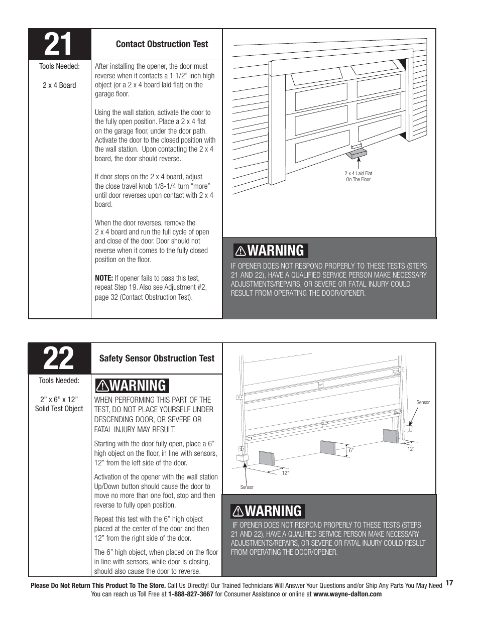 Warning | Wayne-Dalton PRODRIVE 3221C-Z User Manual | Page 23 / 96