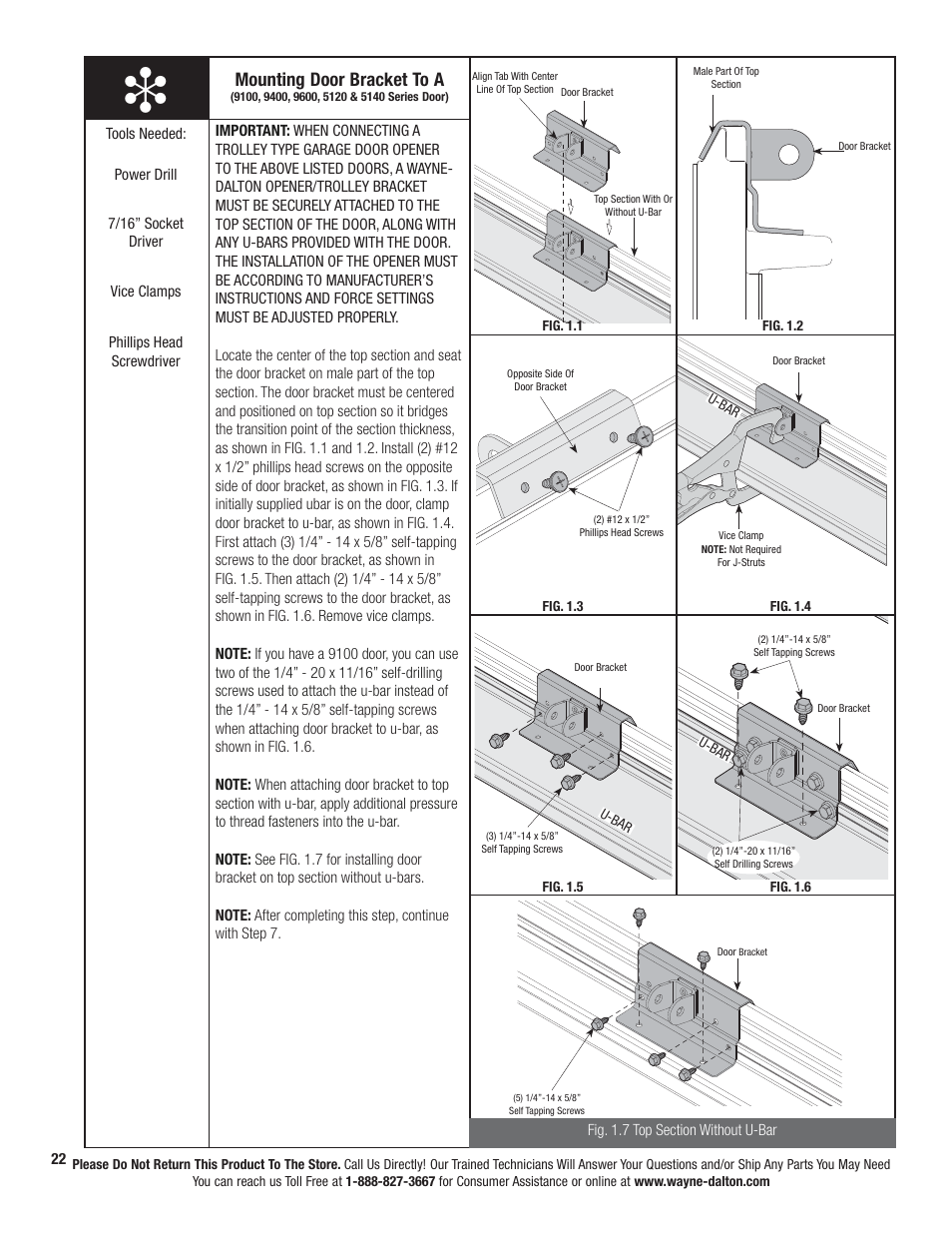 Mounting door bracket to a | Wayne-Dalton PRODRIVE 3221C-Z User Manual | Page 28 / 96