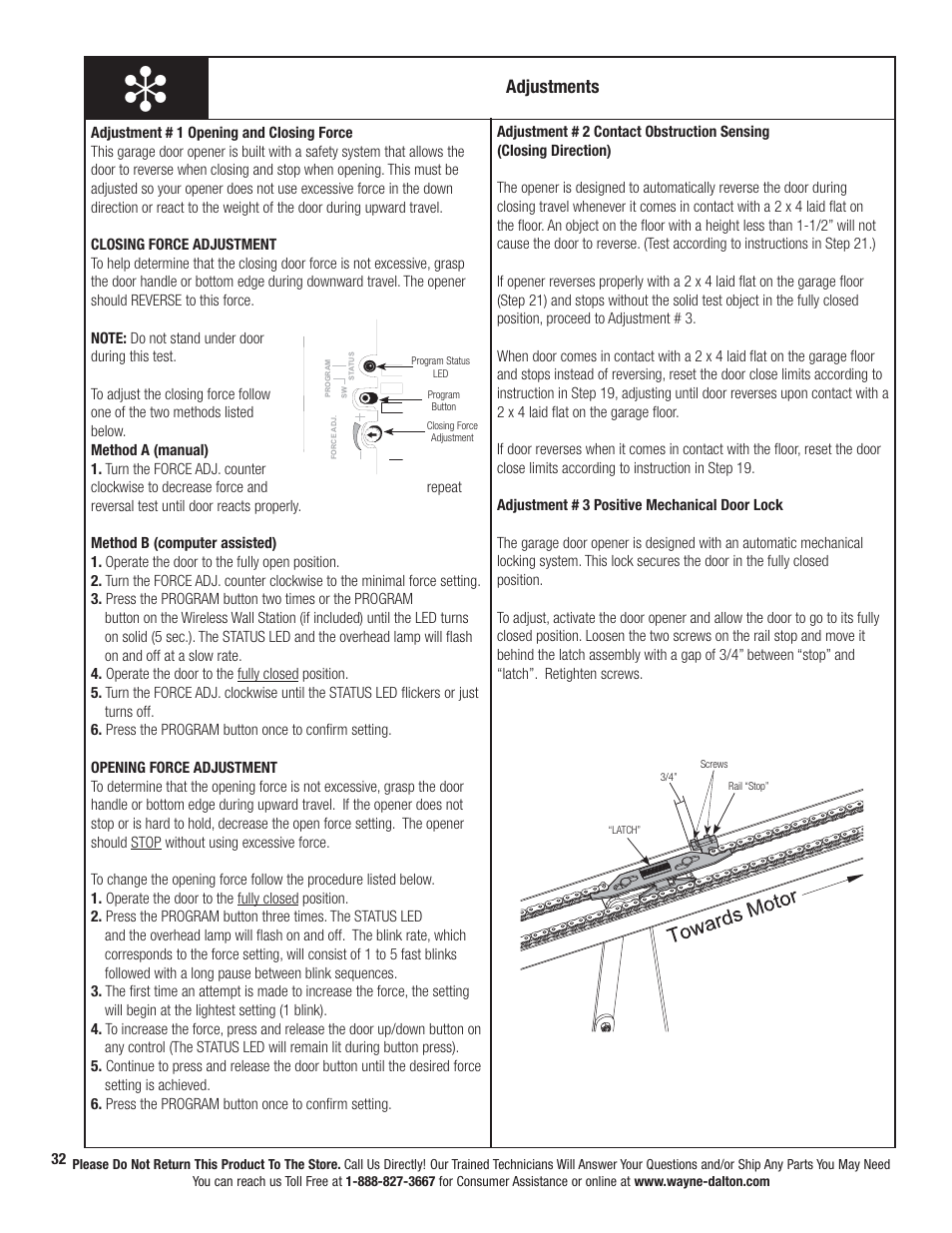 Adjustments | Wayne-Dalton PRODRIVE 3221C-Z User Manual | Page 38 / 96