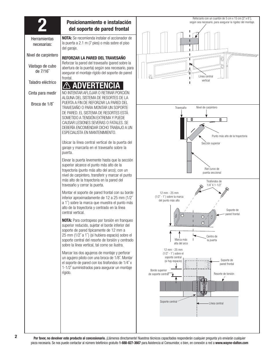 Advertencia | Wayne-Dalton PRODRIVE 3221C-Z User Manual | Page 56 / 96