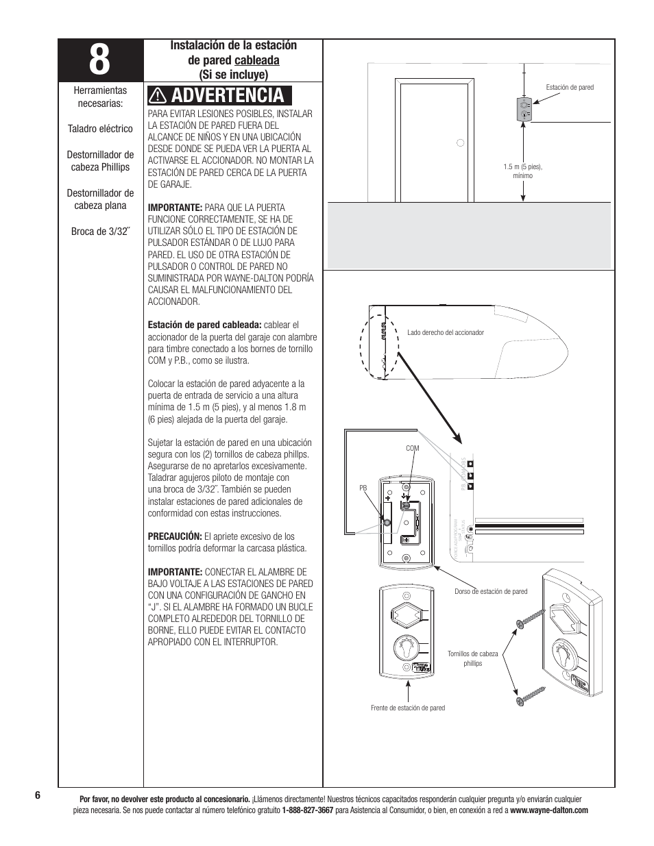 Advertencia | Wayne-Dalton PRODRIVE 3221C-Z User Manual | Page 60 / 96