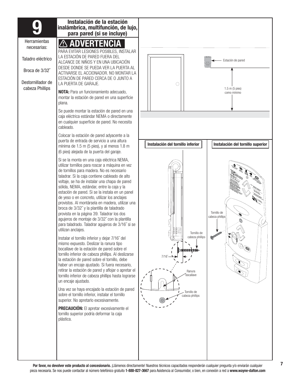 Advertencia | Wayne-Dalton PRODRIVE 3221C-Z User Manual | Page 61 / 96