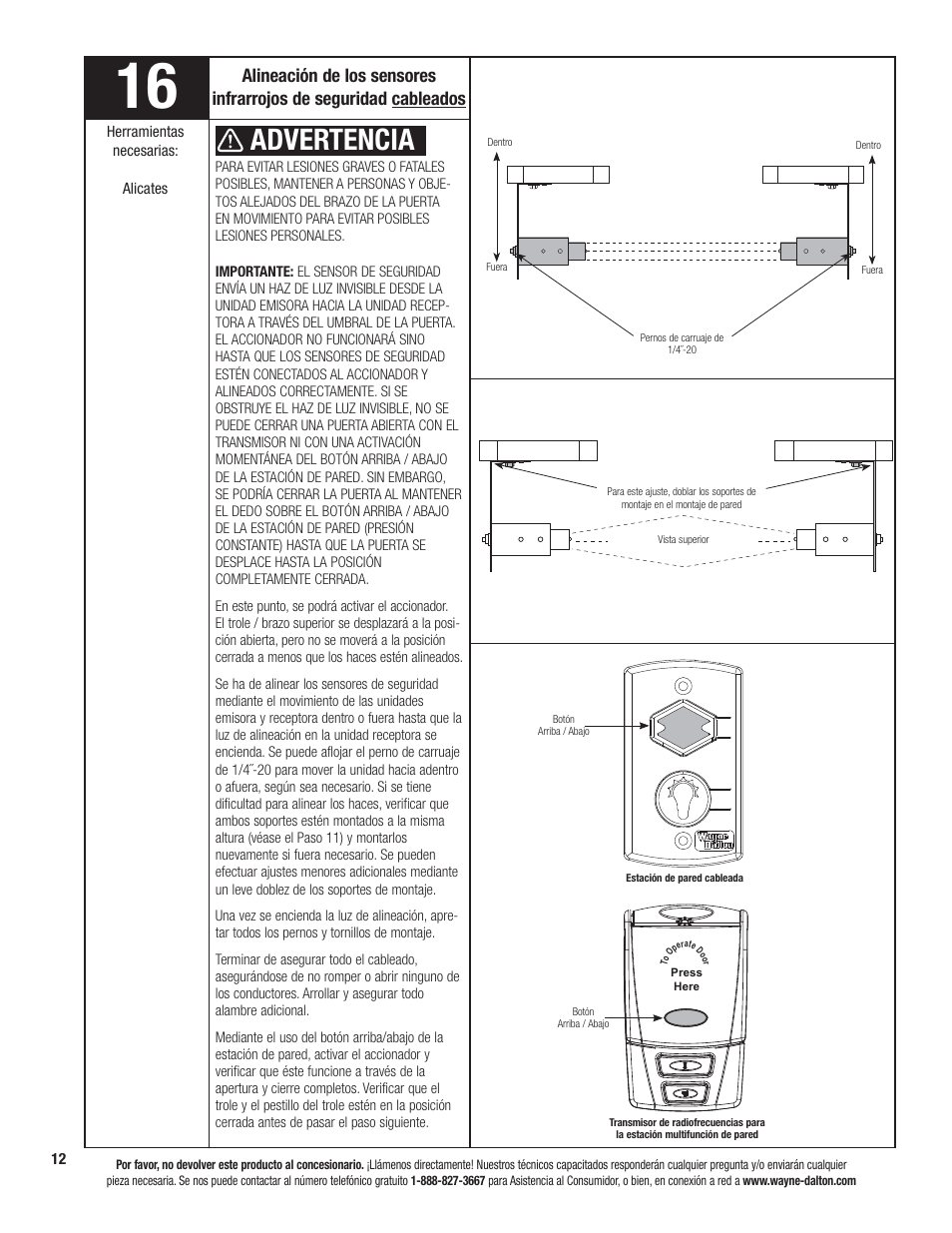 Advertencia | Wayne-Dalton PRODRIVE 3221C-Z User Manual | Page 66 / 96