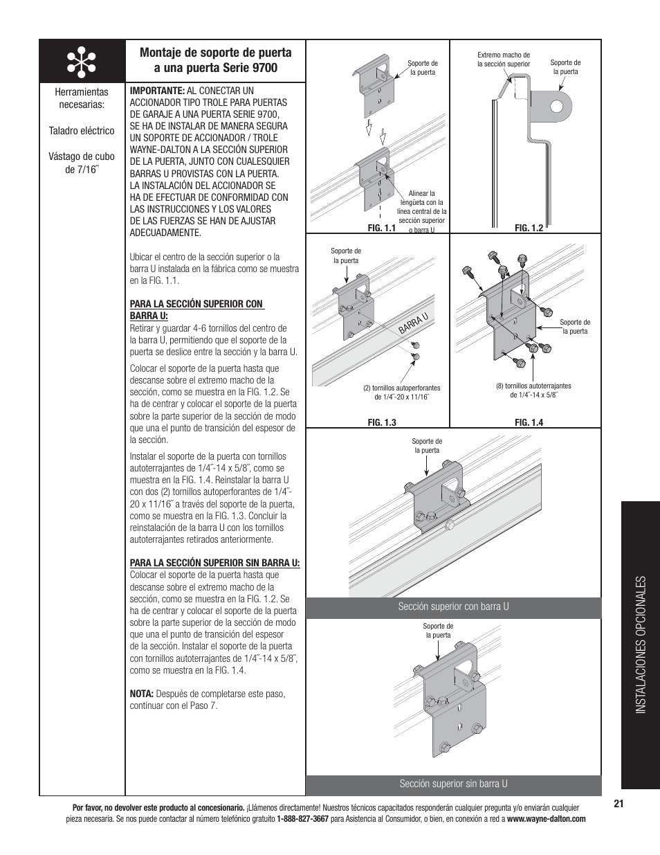 Inst alaciones opcionales | Wayne-Dalton PRODRIVE 3221C-Z User Manual | Page 75 / 96