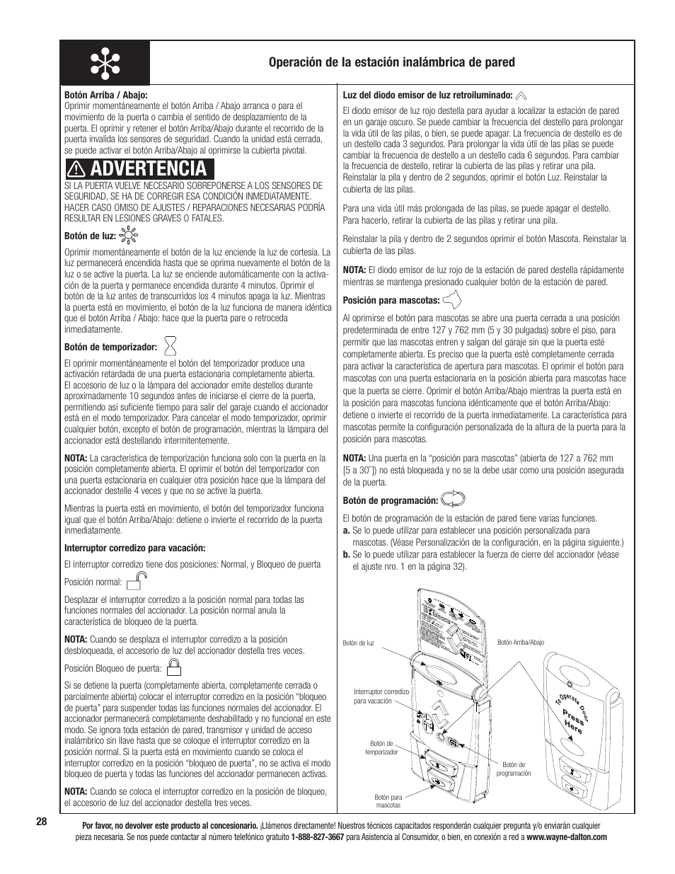 Advertencia | Wayne-Dalton PRODRIVE 3221C-Z User Manual | Page 82 / 96