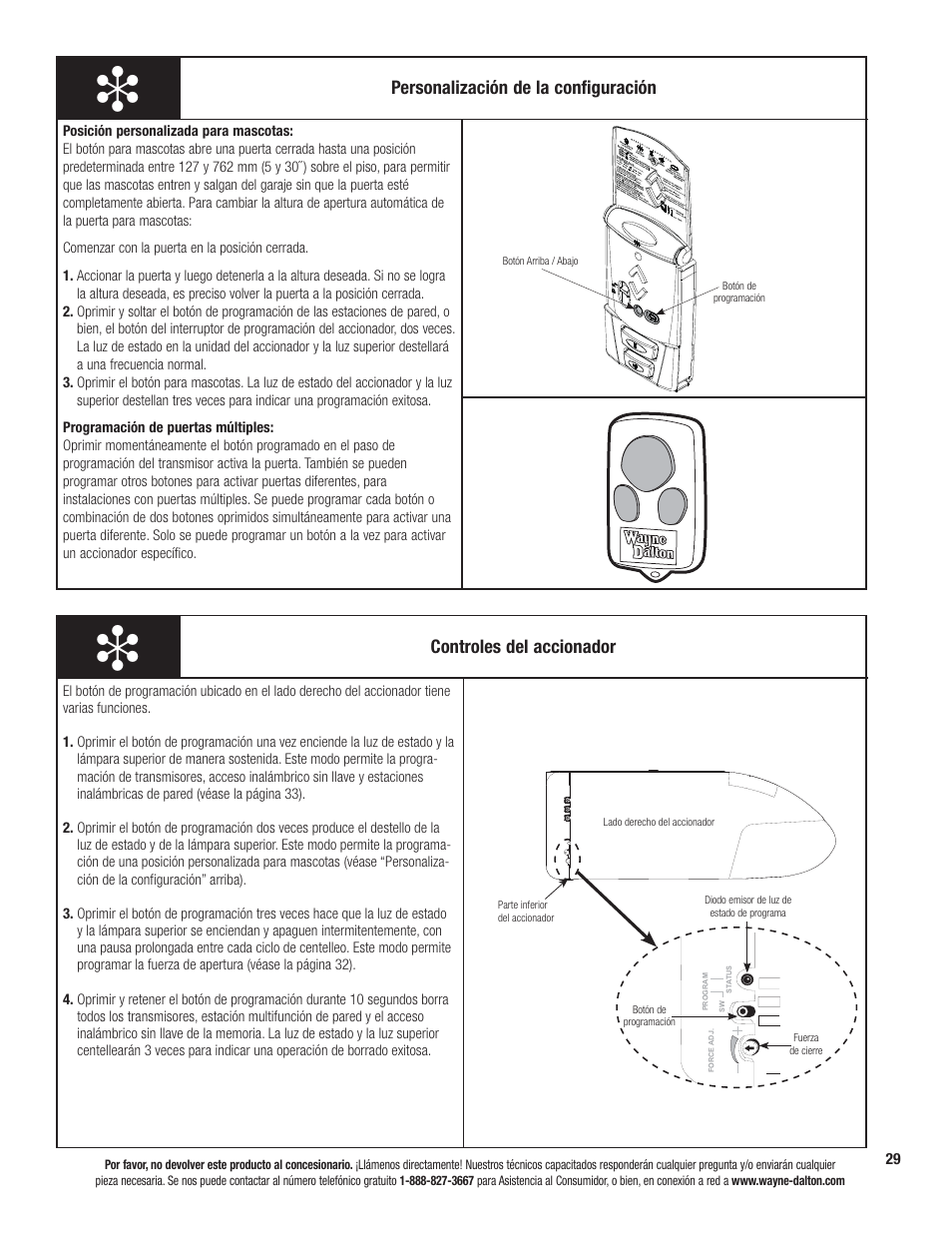 Personalización de la configuración, Controles del accionador | Wayne-Dalton PRODRIVE 3221C-Z User Manual | Page 83 / 96