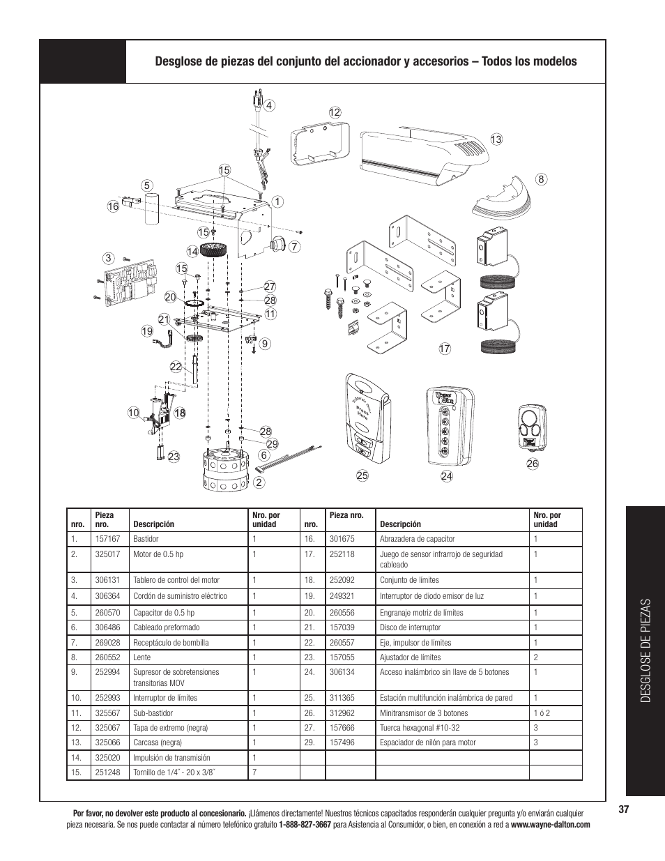 Desglose de piezas | Wayne-Dalton PRODRIVE 3221C-Z User Manual | Page 91 / 96