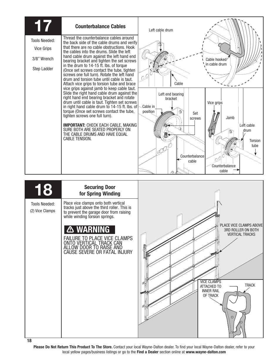 Warning | Wayne-Dalton 8850 User Manual | Page 18 / 27