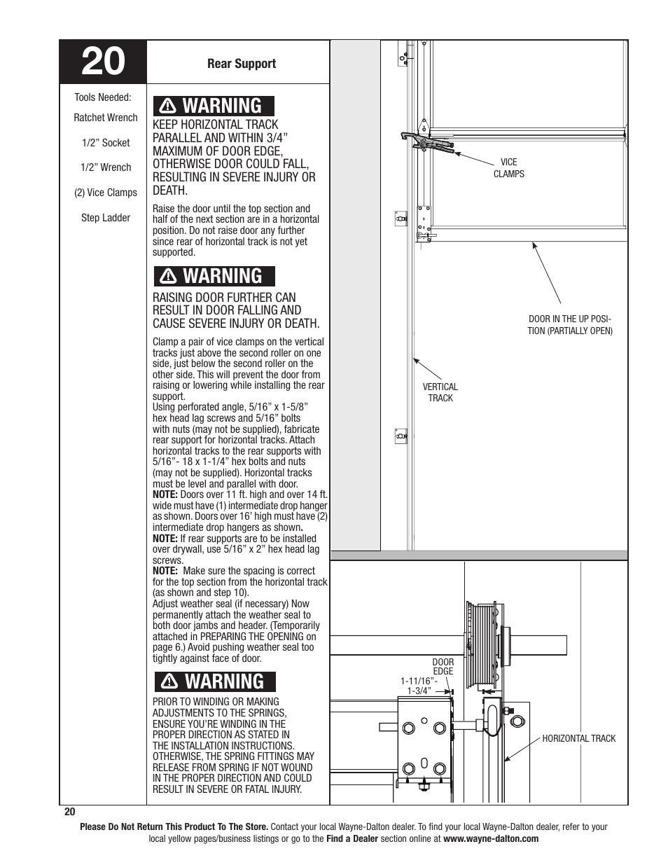 Warning | Wayne-Dalton 8850 User Manual | Page 20 / 27