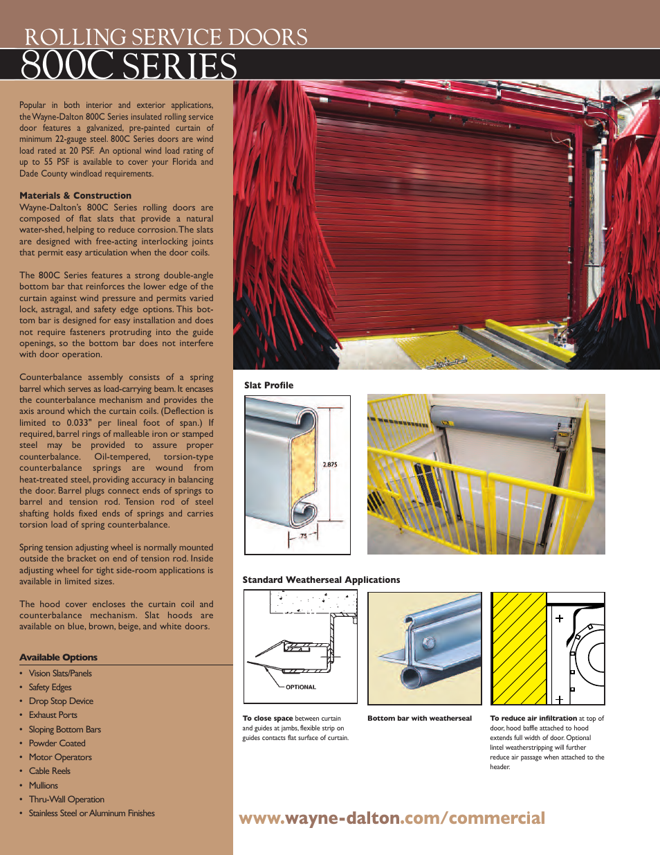 800c, Series, Rolling service doors | Wayne-Dalton THERMOTITE 800C User Manual | Page 2 / 6