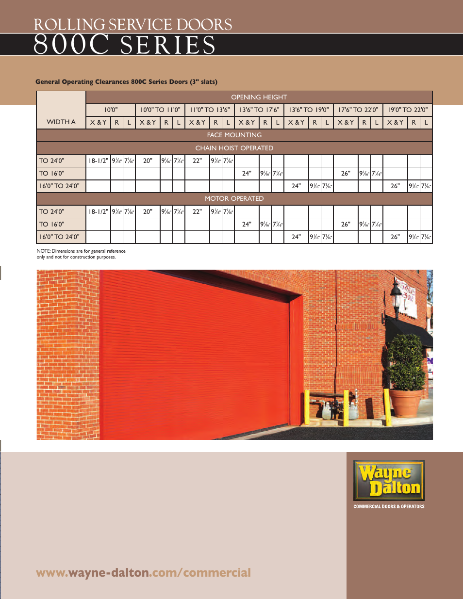 8 0 0 c, Rolling service doors | Wayne-Dalton THERMOTITE 800C User Manual | Page 5 / 6