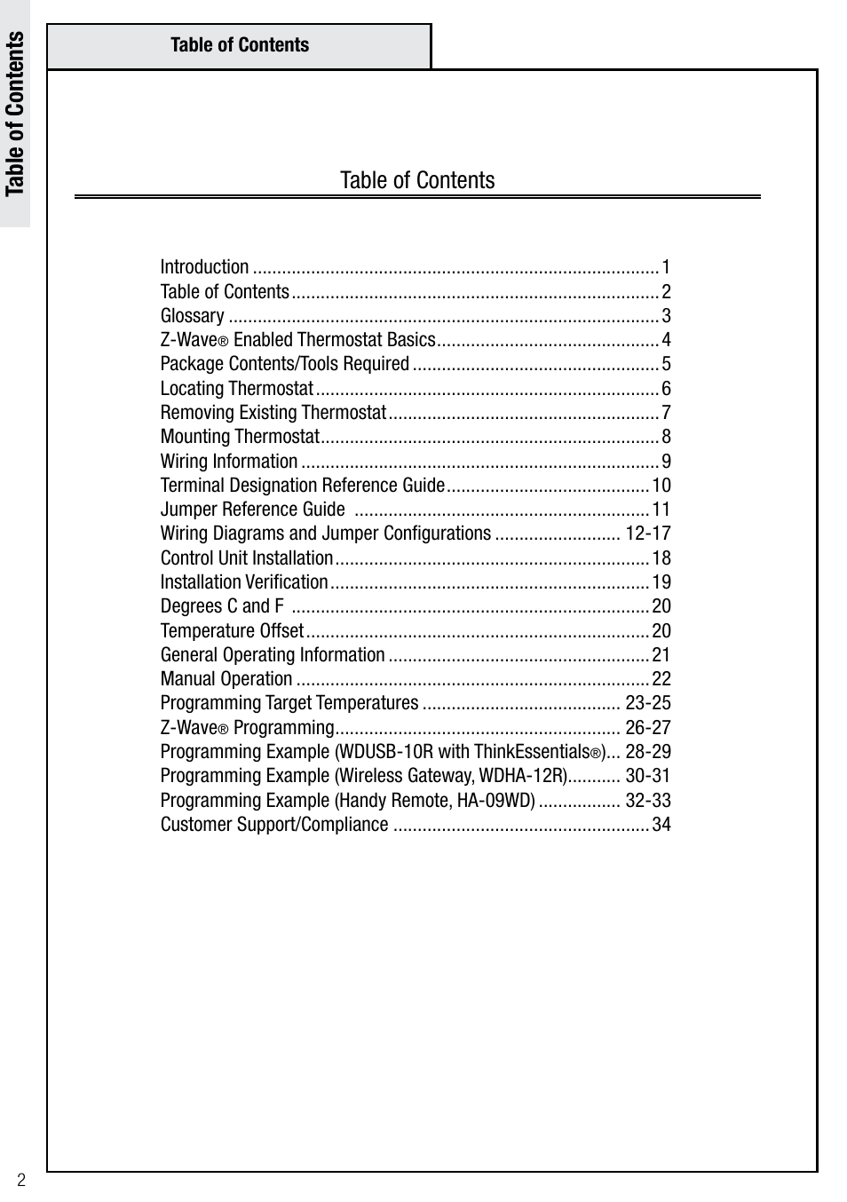 Wayne-Dalton Z-WAVE WDTC-20 User Manual | Page 2 / 34