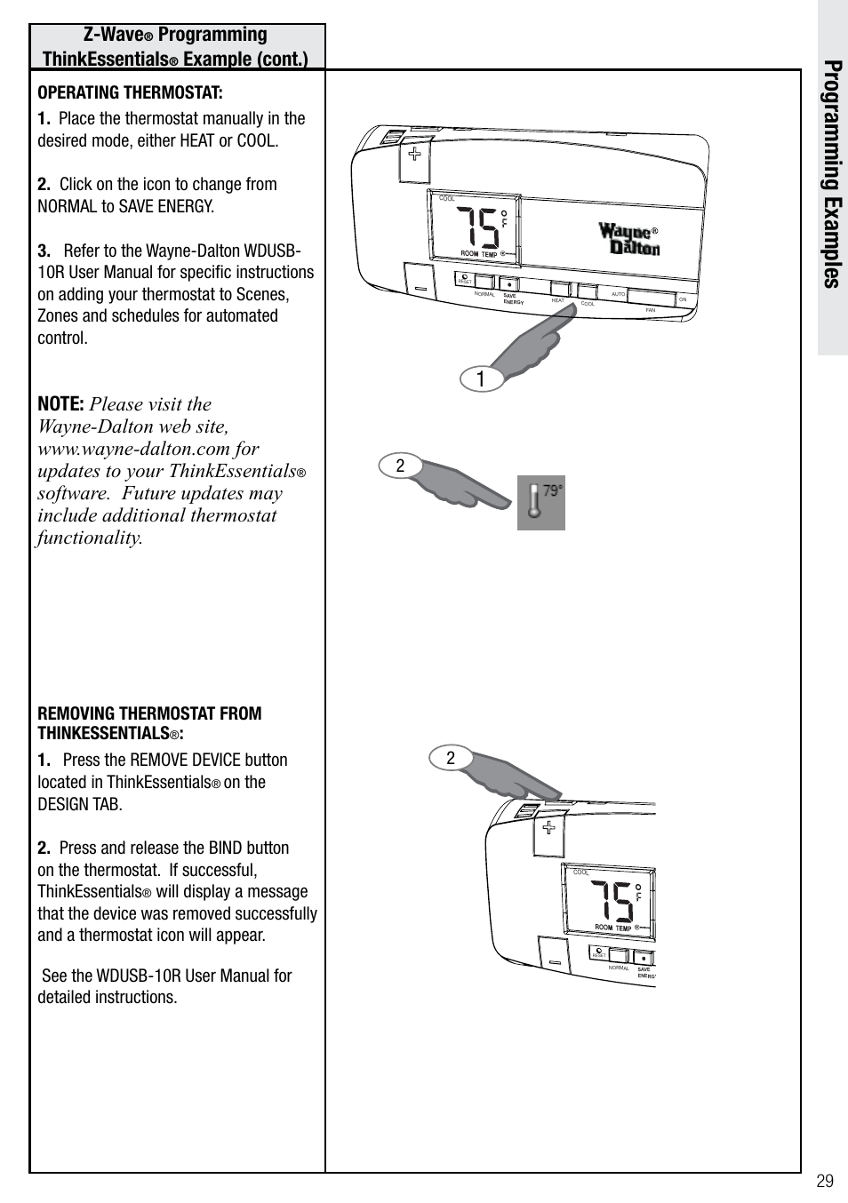 Programming examples | Wayne-Dalton Z-WAVE WDTC-20 User Manual | Page 29 / 34