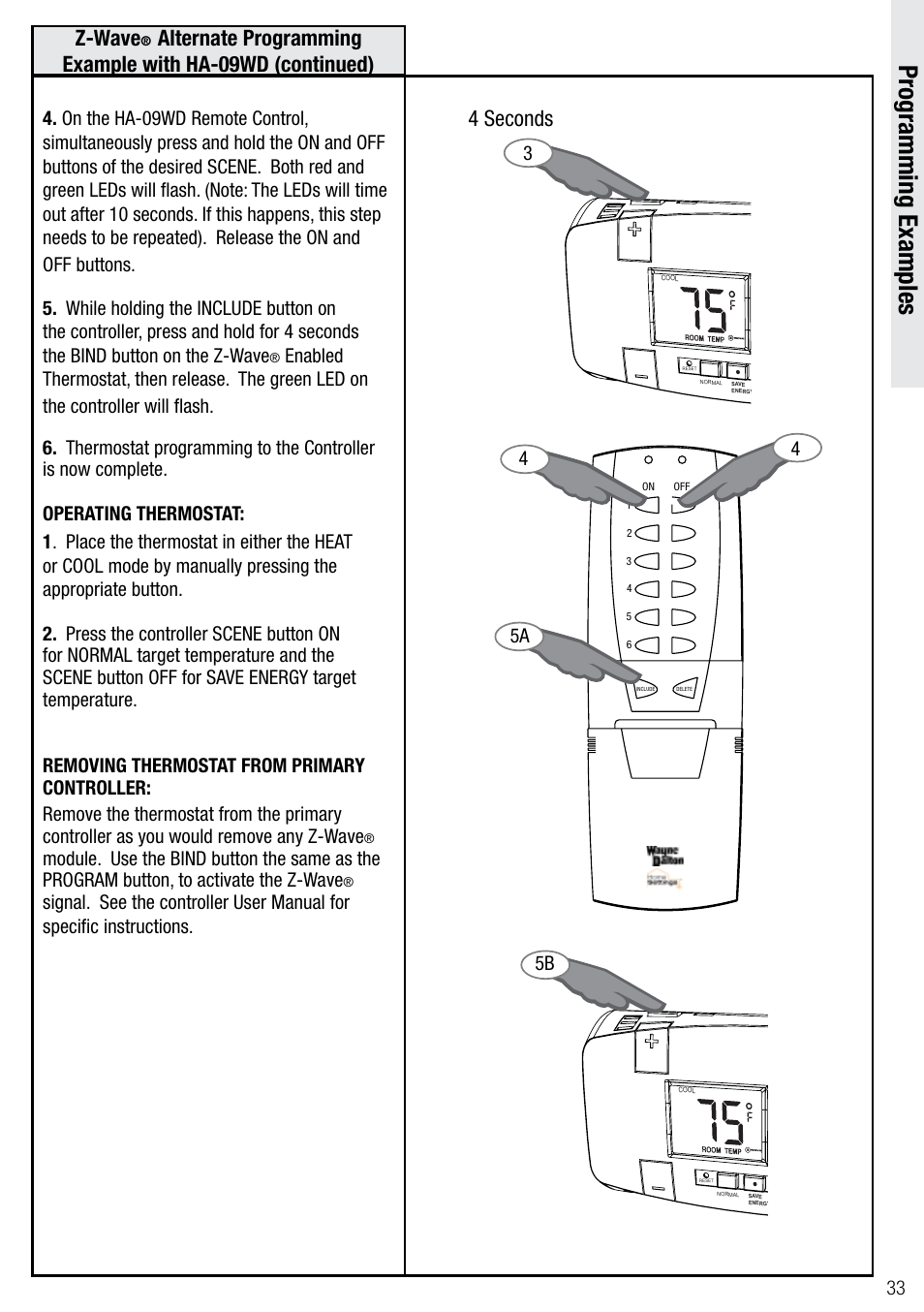 Programming examples | Wayne-Dalton Z-WAVE WDTC-20 User Manual | Page 33 / 34