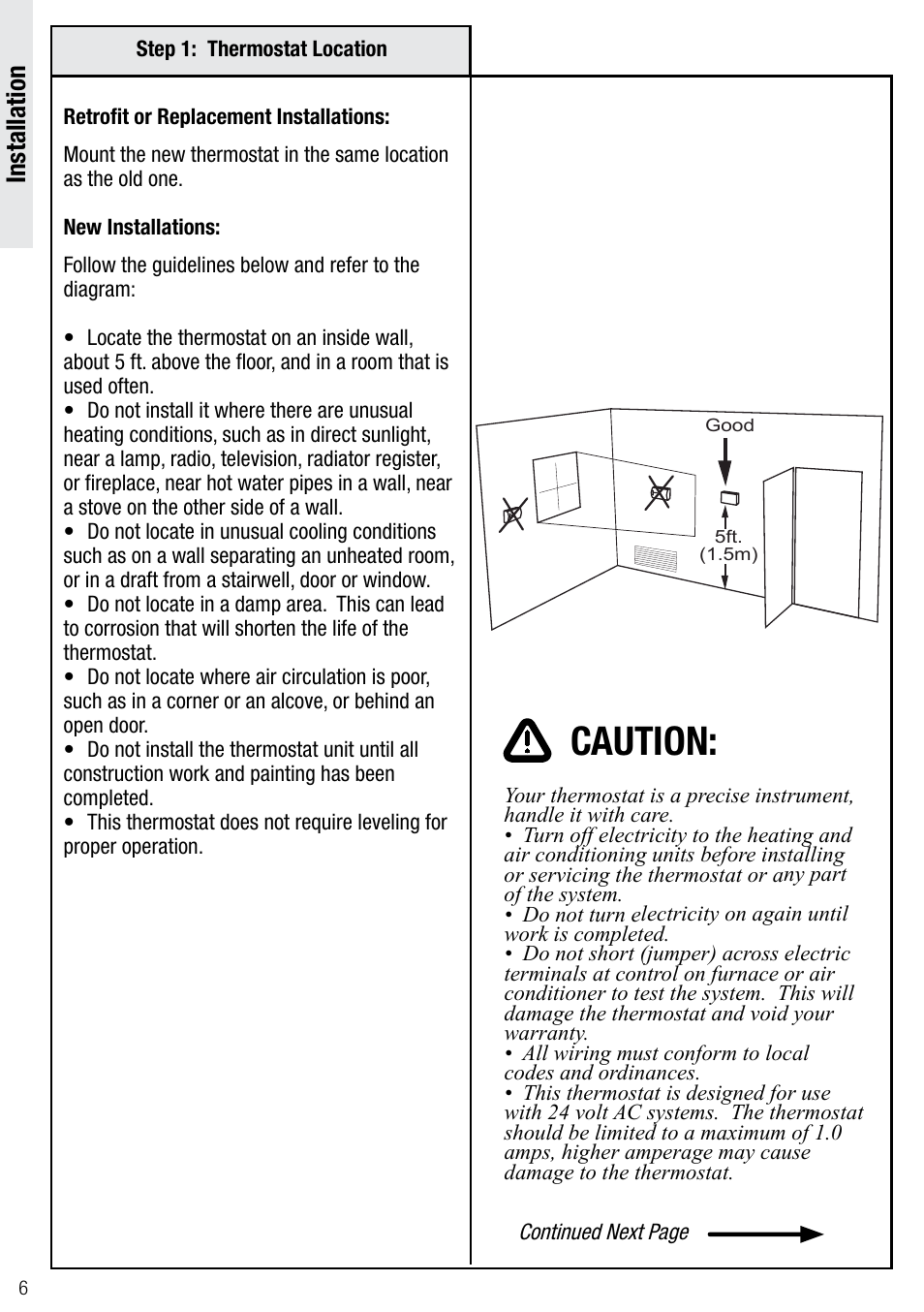 Caution, Installation | Wayne-Dalton Z-WAVE WDTC-20 User Manual | Page 6 / 34