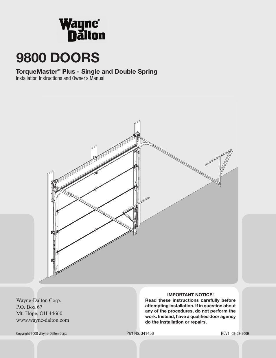 Wayne-Dalton TORQUEMASTER 9800 User Manual | 38 pages