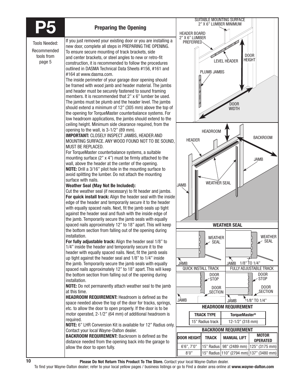 Wayne-Dalton TORQUEMASTER 9800 User Manual | Page 10 / 38