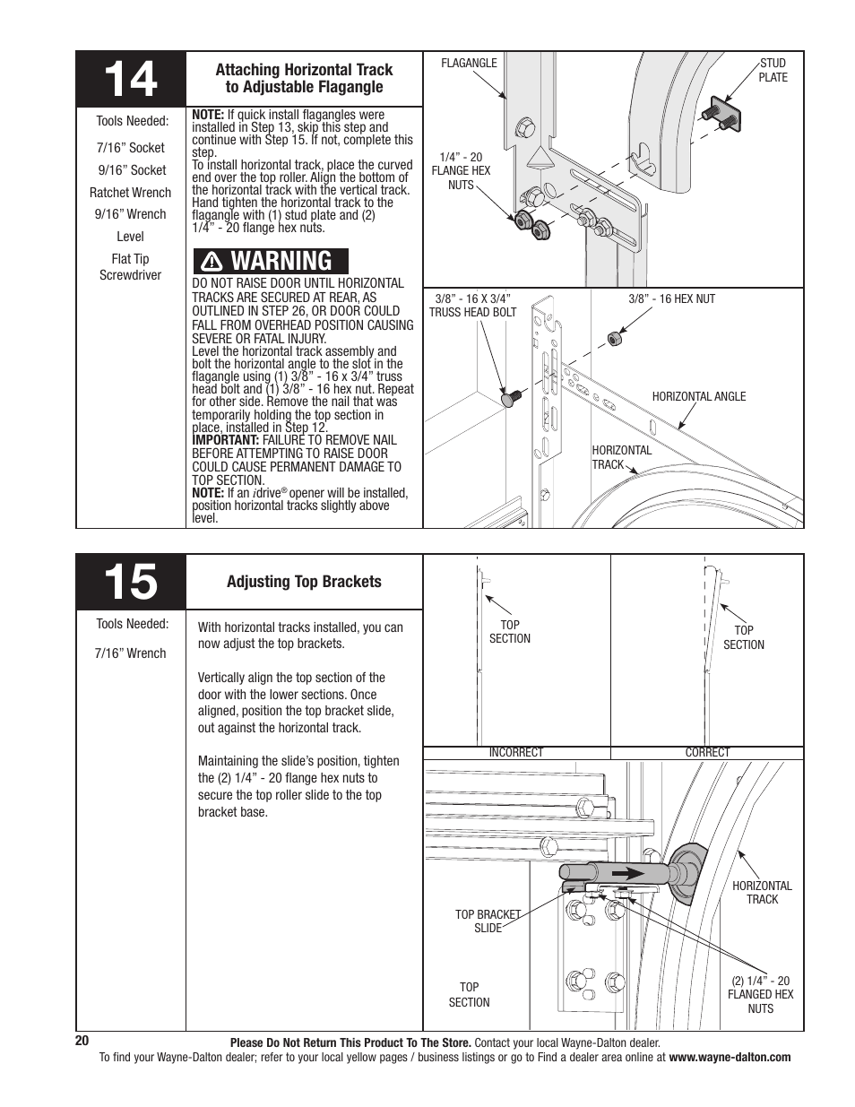 Warning | Wayne-Dalton TORQUEMASTER 9800 User Manual | Page 20 / 38