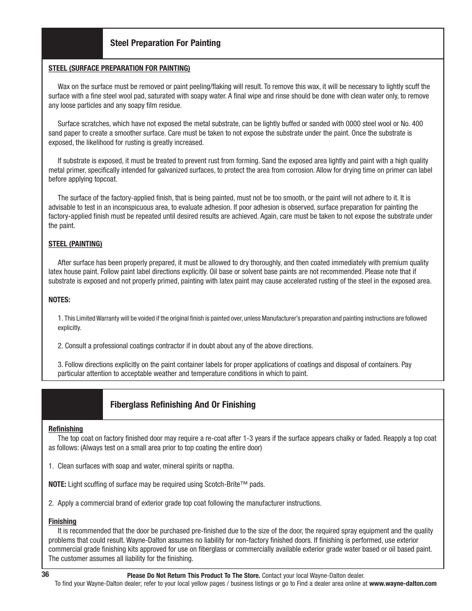 Wayne-Dalton TORQUEMASTER 9800 User Manual | Page 36 / 38