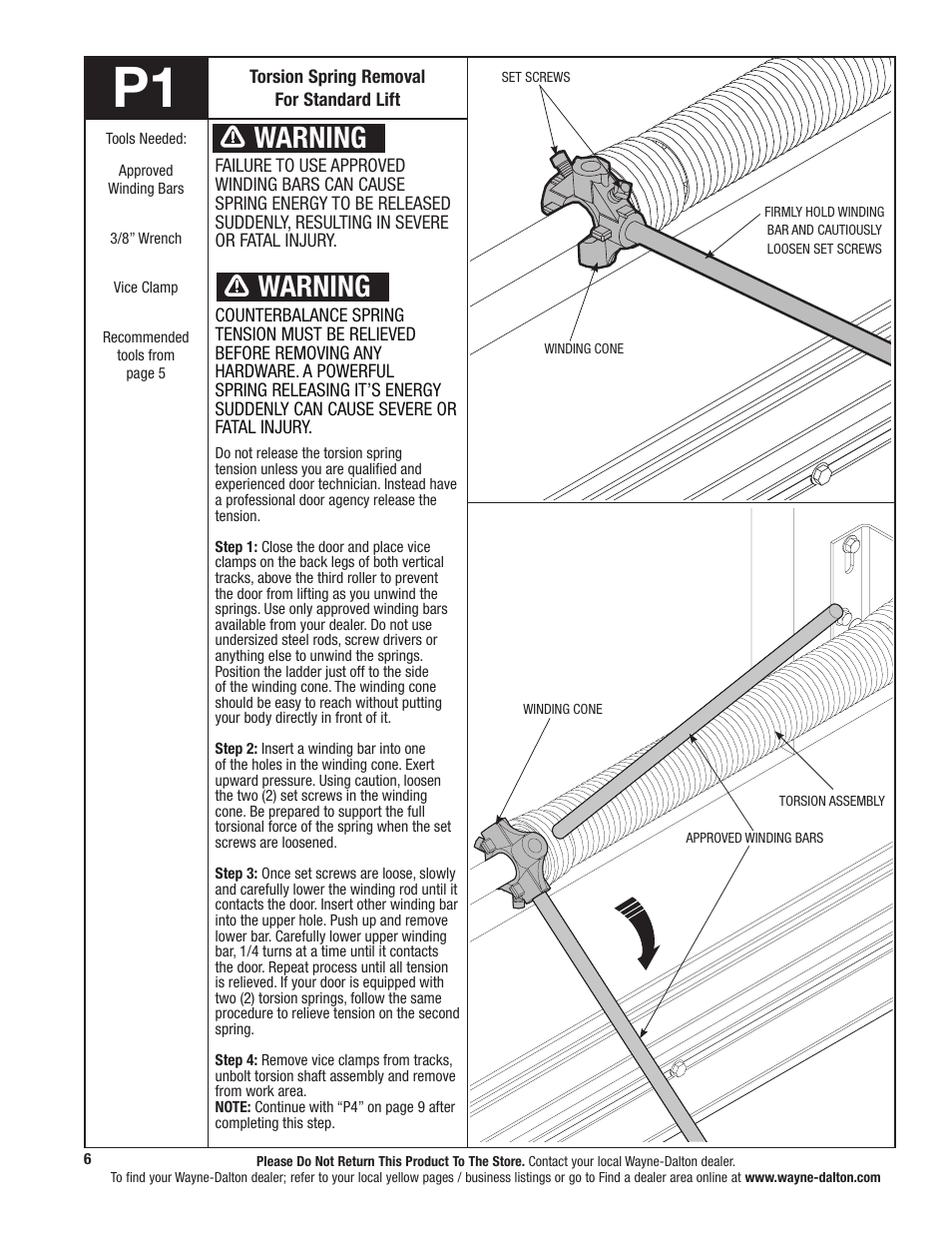 Warning | Wayne-Dalton TORQUEMASTER 9800 User Manual | Page 6 / 38
