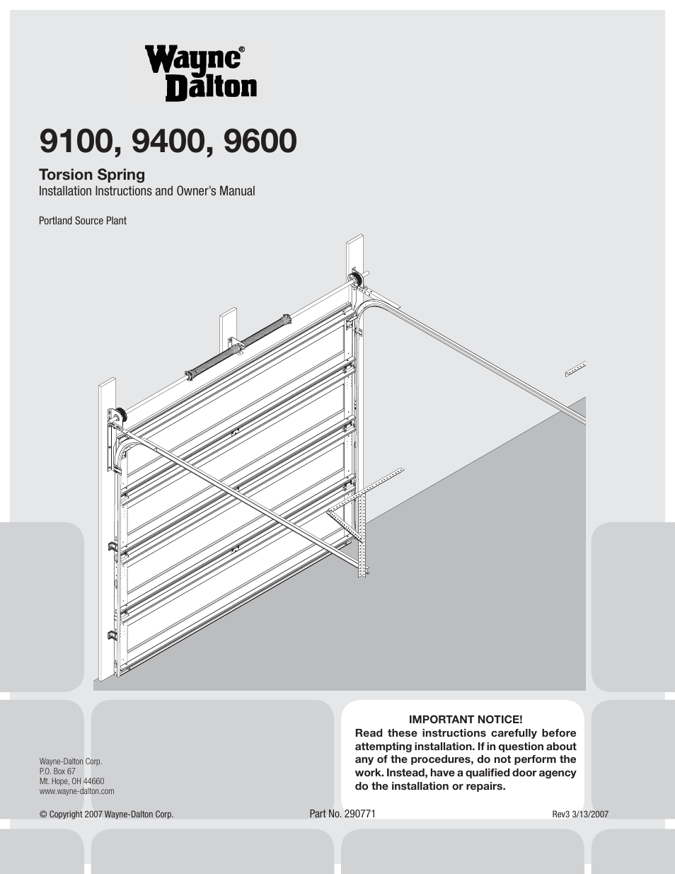 Wayne-Dalton TORSION SPRING 9100 User Manual | 36 pages