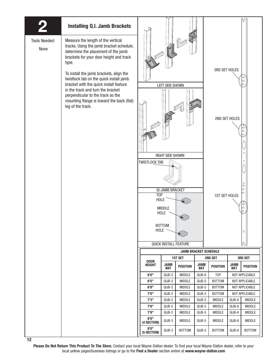 Installing q.i. jamb brackets | Wayne-Dalton TORSION SPRING 9100 User Manual | Page 12 / 36