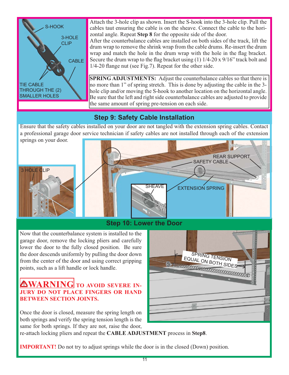 Warning | Wayne-Dalton IDRIVE 3982 User Manual | Page 11 / 36