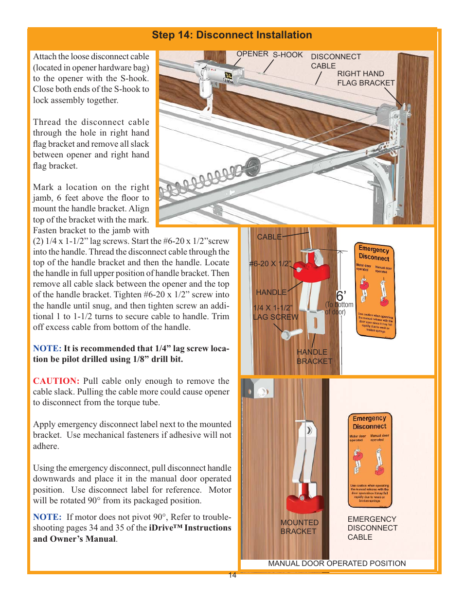 Step 14: disconnect installation | Wayne-Dalton IDRIVE 3982 User Manual | Page 14 / 36