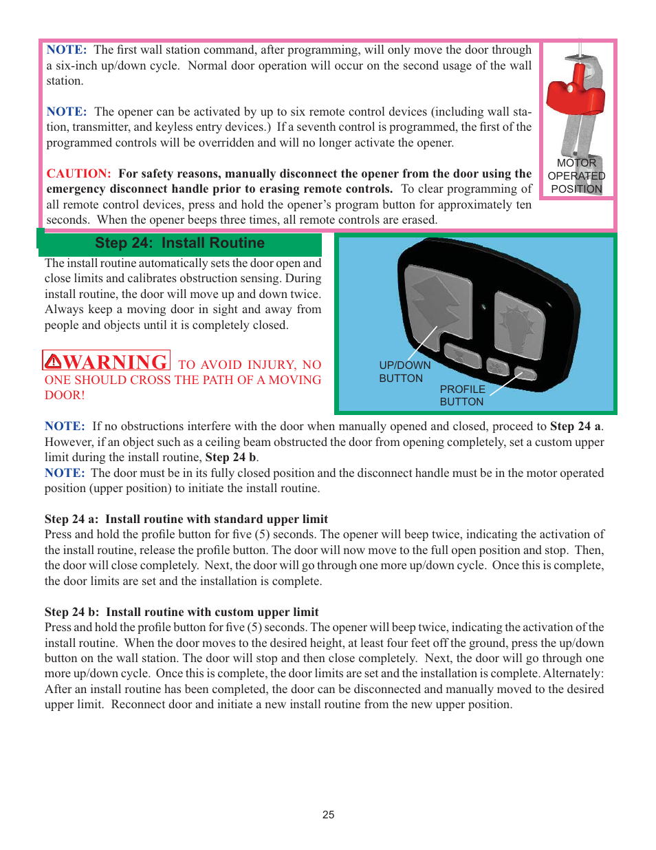 Warning | Wayne-Dalton IDRIVE 3982 User Manual | Page 25 / 36