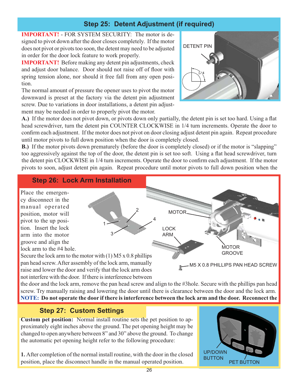 Step 25: detent adjustment (if required) | Wayne-Dalton IDRIVE 3982 User Manual | Page 26 / 36