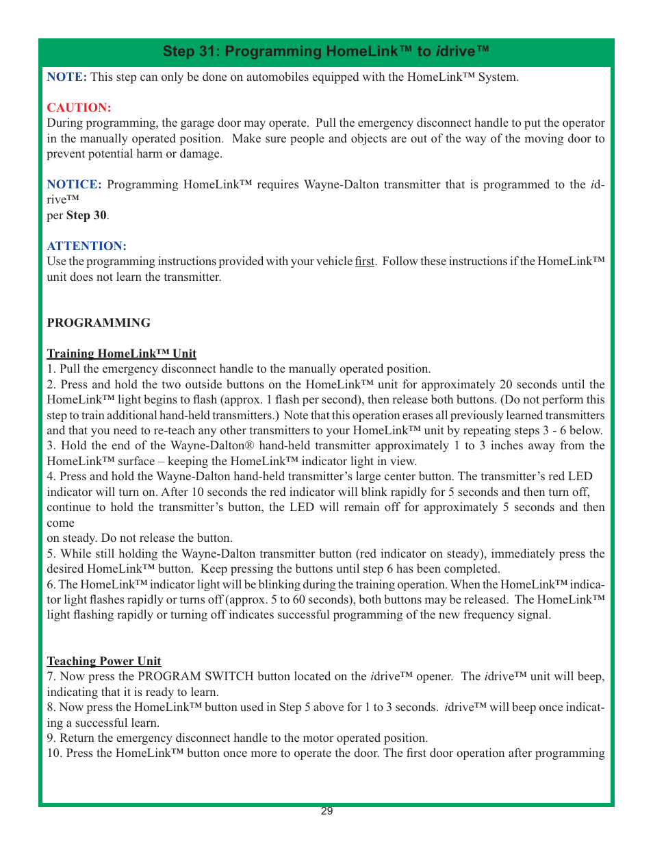 Wayne-Dalton IDRIVE 3982 User Manual | Page 29 / 36