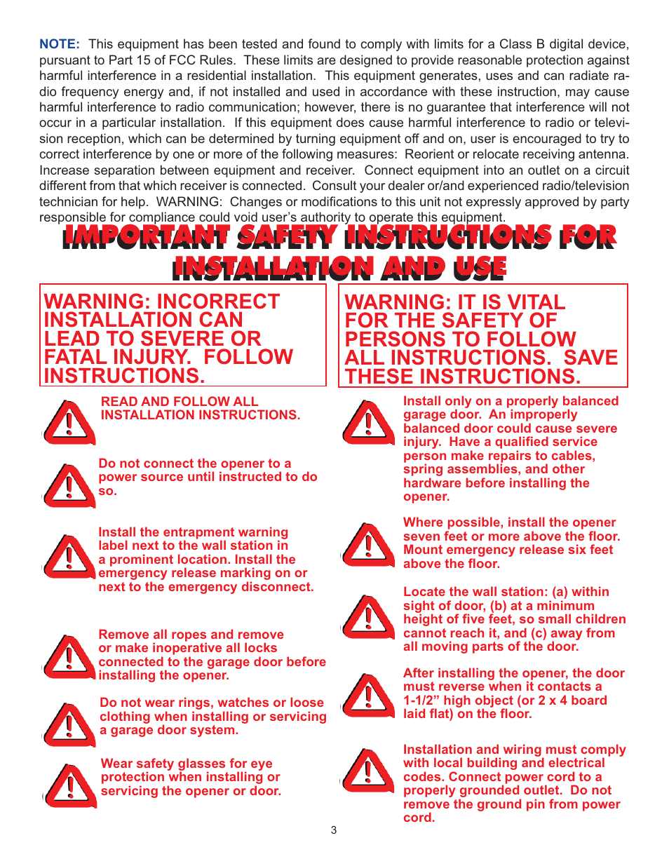 Wayne-Dalton IDRIVE 3982 User Manual | Page 3 / 36