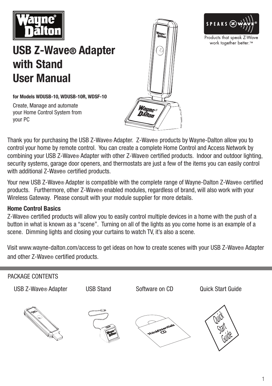 Wayne-Dalton Z-Wave WDUSB-10 User Manual | 42 pages