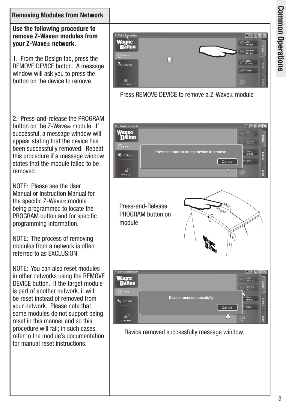 Common operations | Wayne-Dalton Z-Wave WDUSB-10 User Manual | Page 13 / 42