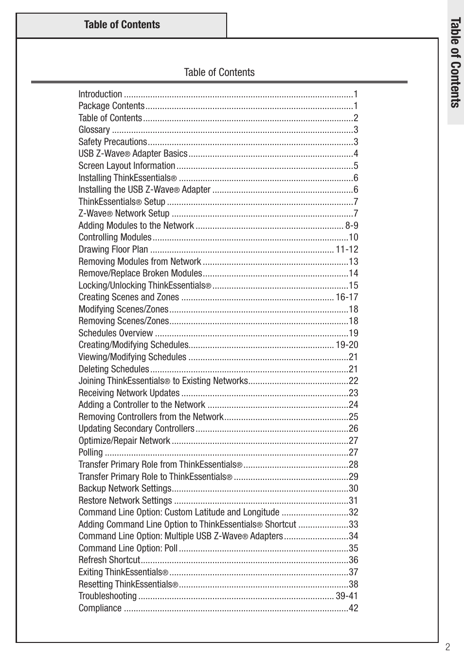 Wayne-Dalton Z-Wave WDUSB-10 User Manual | Page 2 / 42