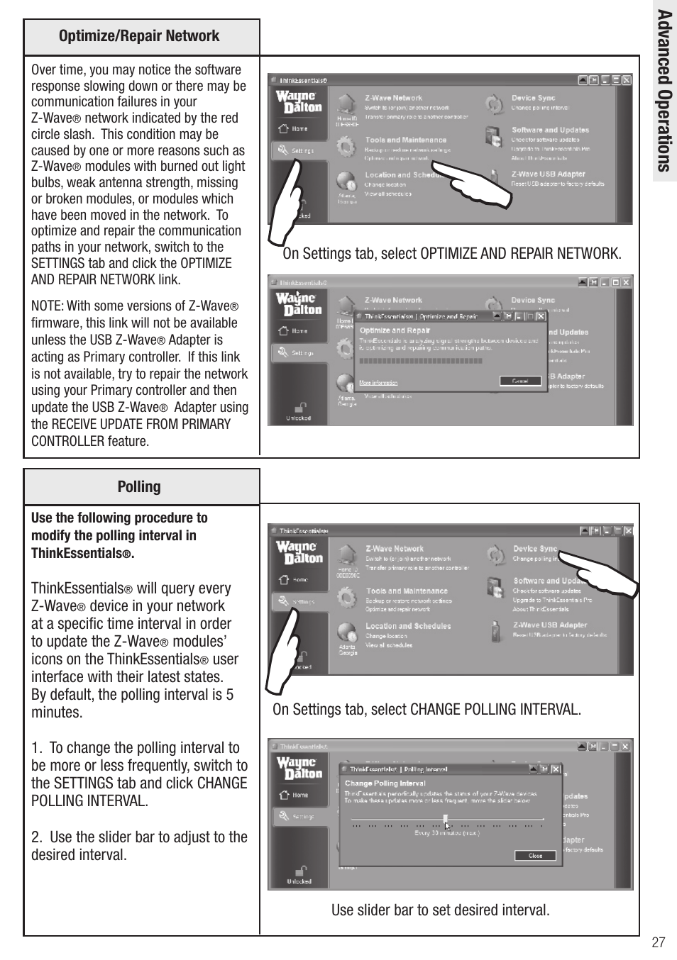 Wayne-Dalton Z-Wave WDUSB-10 User Manual | Page 27 / 42