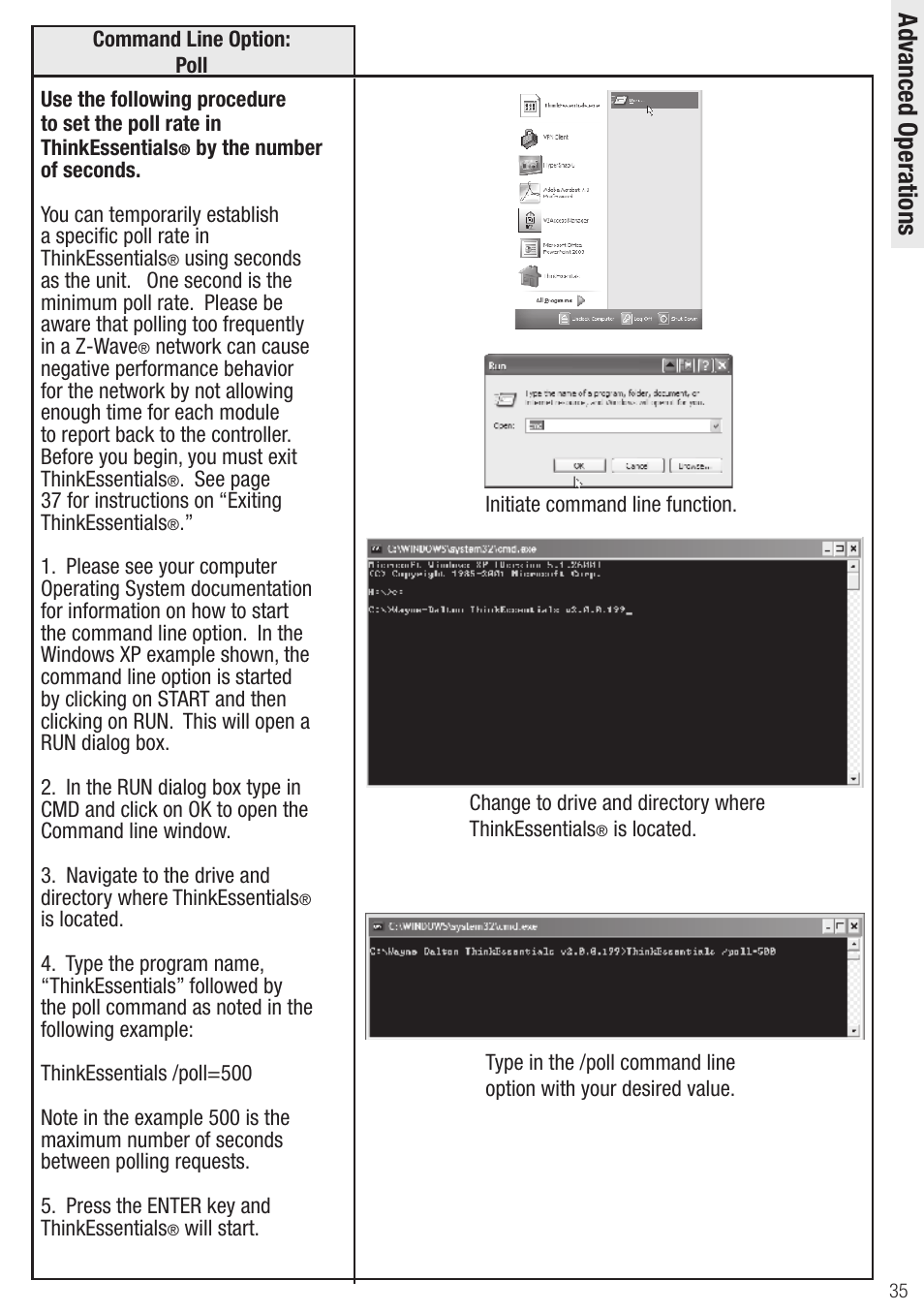 Adv anced operations | Wayne-Dalton Z-Wave WDUSB-10 User Manual | Page 35 / 42